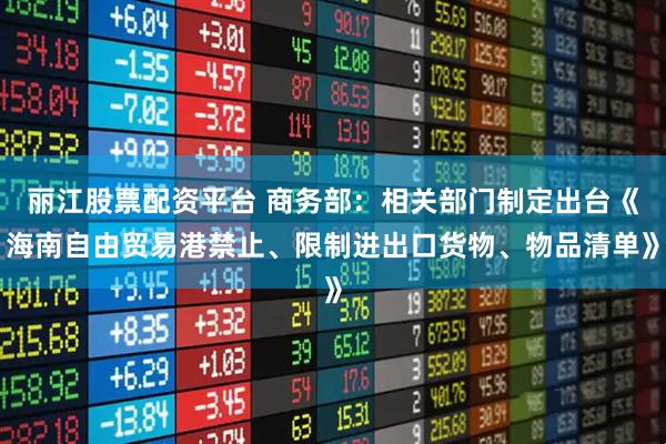 丽江股票配资平台 商务部：相关部门制定出台《海南自由贸易港禁止、限制进出口货物、物品清单》